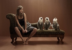 Brunette Woman And Owl