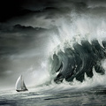 Big Wave Is About To Eat A Small Boat