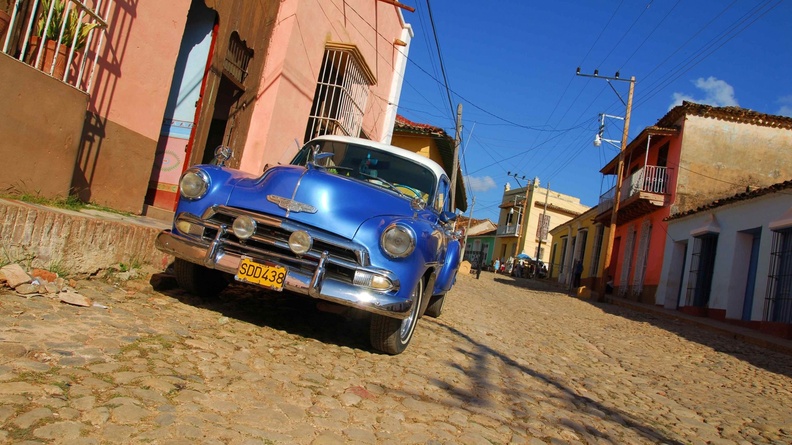 classic chevy bel air on a cuban street