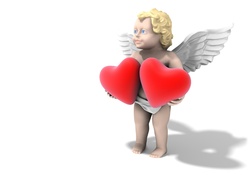 Cupid with hearts