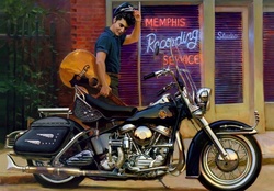 Elvis admiring His Harley
