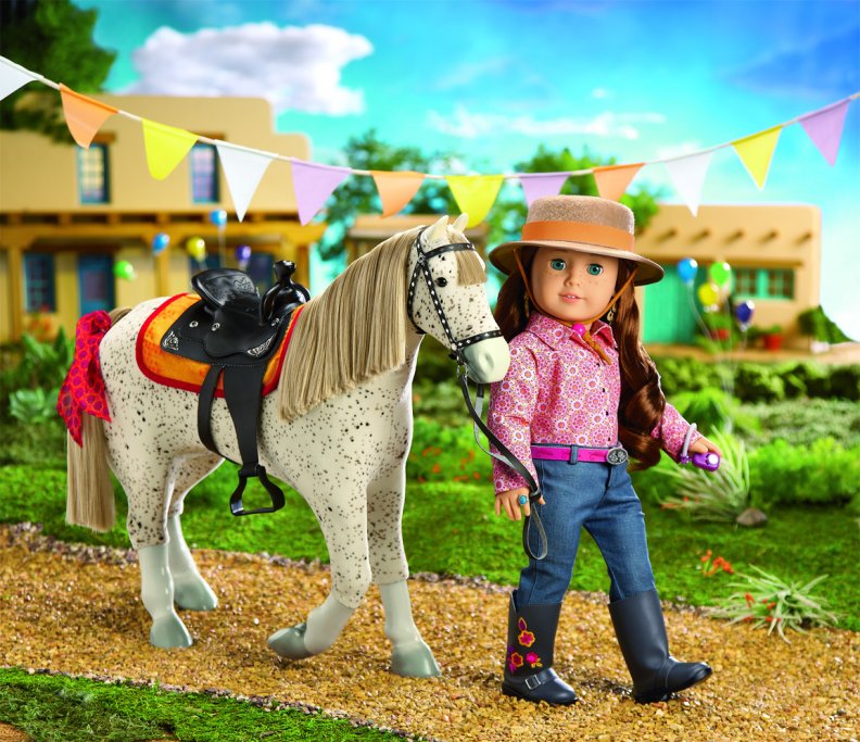 CARTOON COWGIRL HAT AND HORSE