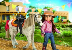 CARTOON COWGIRL HAT AND HORSE
