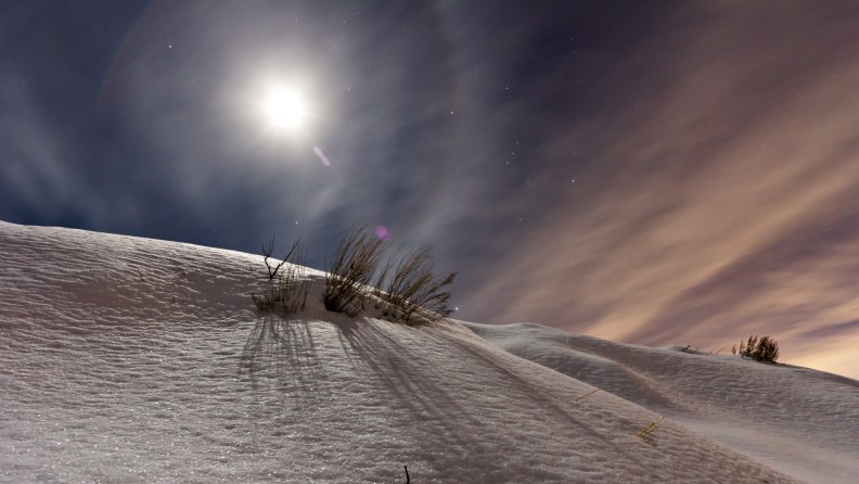 magnificent moon halo in winter