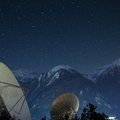 satellite dishes under a beautiful starry night