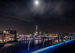 moon over the thames in london