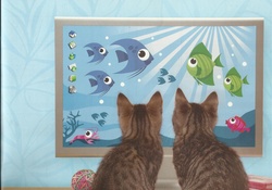 Kittens looking at a painting