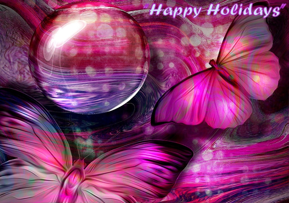 ★Happy Holidays Pink Butterflies★