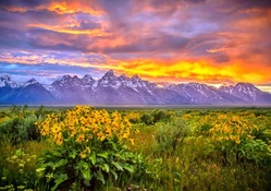 Teton Sunset At The End Of A Stormy Day