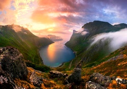 Sunset At Northern Fjords