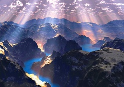 Divine Rays On Mountains