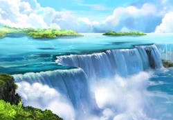 Waterfall and Beautiful Sky