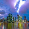 lightning over skyscrapers