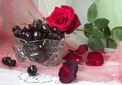 * Red rose and cherries *