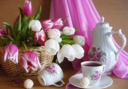 tea time with tulips
