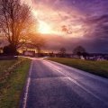 village road at a beautiful sunset hdr
