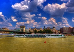 cruise ships on the danube river in budapest hdr