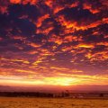 marvelous fiery sky over rural landscape
