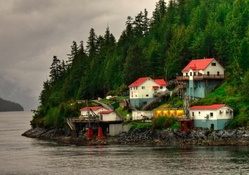 lovely houses on a lakeside
