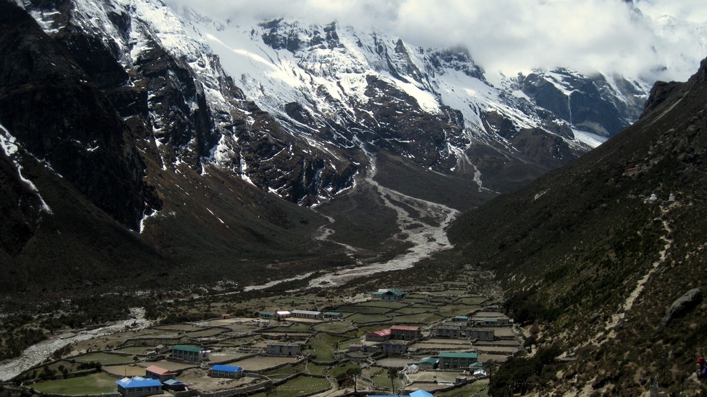 village in a himalayan valley in nepal