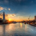spectacular sunset on the thames river hdr