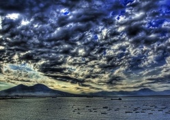 gorgeous cloud covered bay hdr