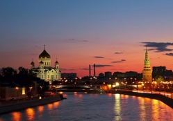 wonderful river in moscow at twilight