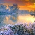 Sunset Over Avon River In Winter