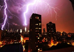 Lightning strikes One World Trade Center