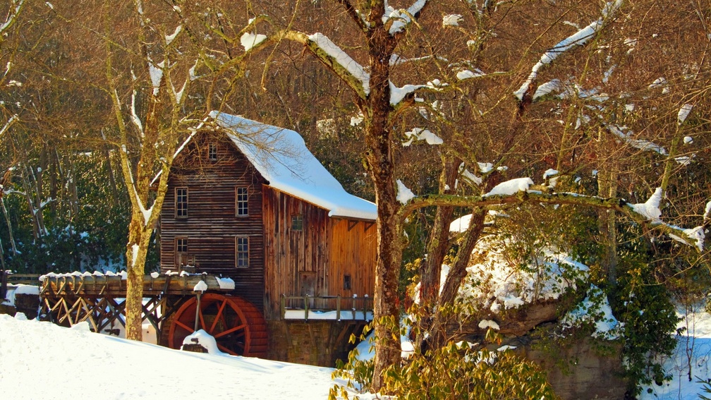a mill in winter