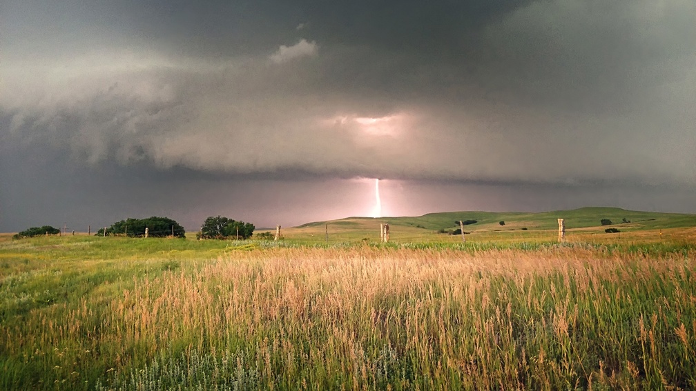 lightning storm over fields