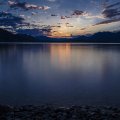 twilight over lake maggiore in italy