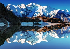 beautiful reflection of mont blanc in the alps