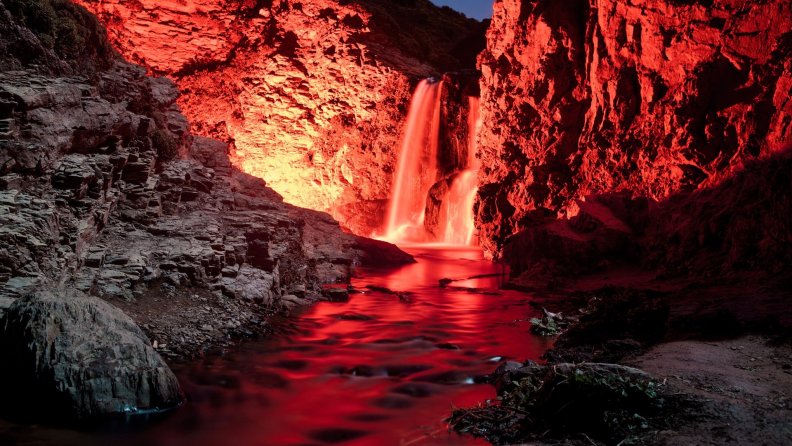 marvelous red waterfall
