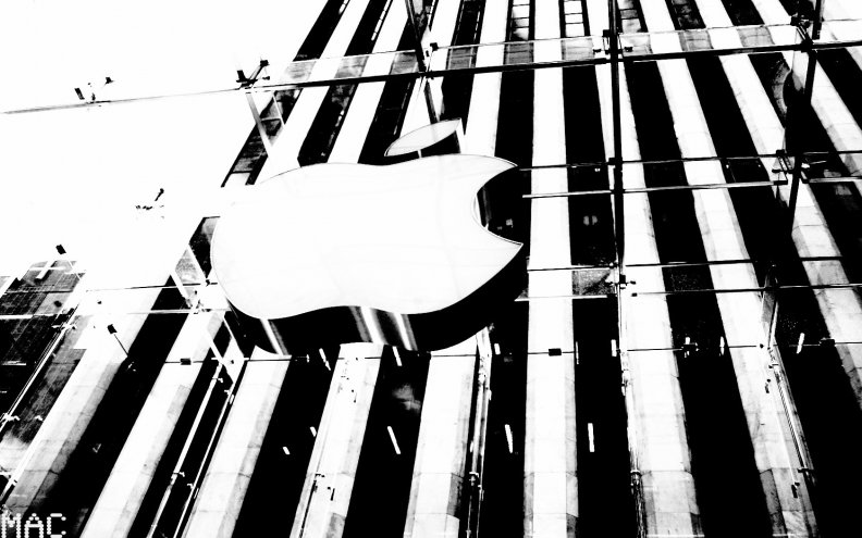 Black and White Apple Building