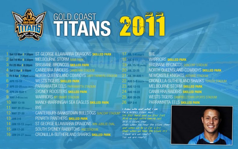 Gold,Coast,Titans,Draw,2011