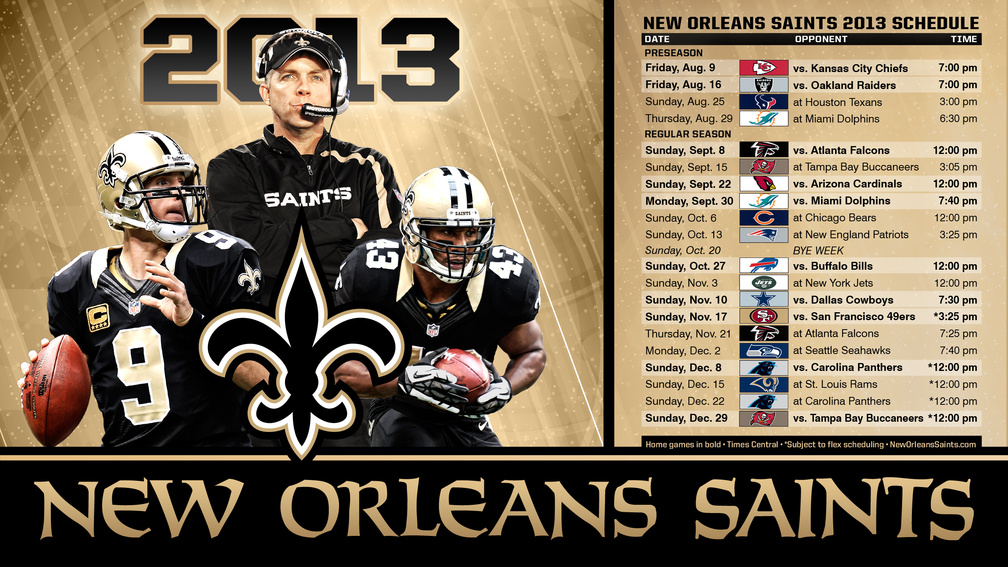 New Orlean Saints 2013 schedule
