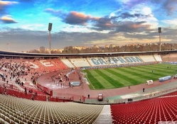 soccer pregame at red star of belgrade stadium hdr