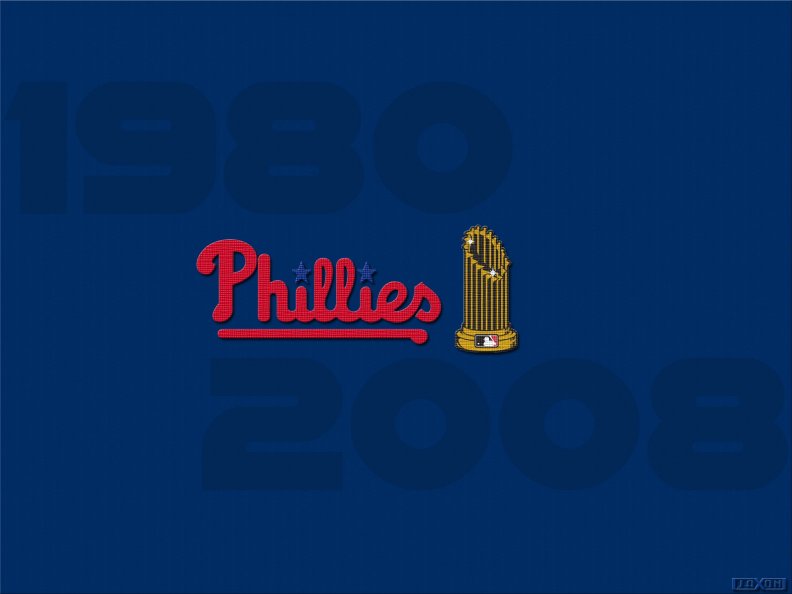 Philadelphia Phillies World Series Champions wiht World Series Trophy