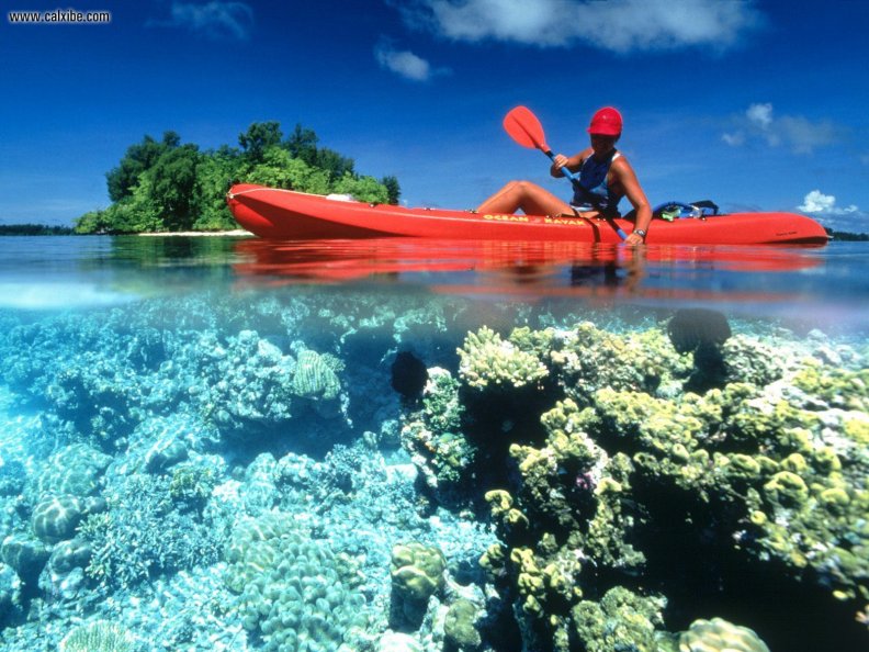 Kayaking in Calm Clear Water Kennedy Island Solomon Islands