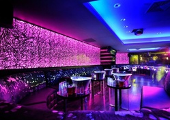 wonderful neon lights in a night club lounge