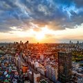 wonderful sunset over a cityscape hdr