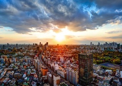 wonderful sunset over a cityscape hdr
