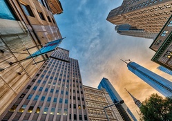 low angle view of manhattan skysctapers hdr