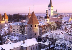 city monastery in winter