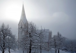 beautiful church on a winter day