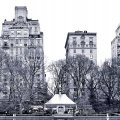 central park lake at 5th ave in monochrome