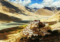 buddhist monastery atop a himalayan hill
