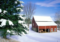 lovely farmhouse in winter