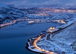 lights of tromso norway on a winter night